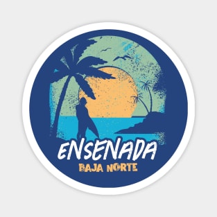 Retro Sunset Ensenada Baja Norte Surfing // Retro Beach Magnet